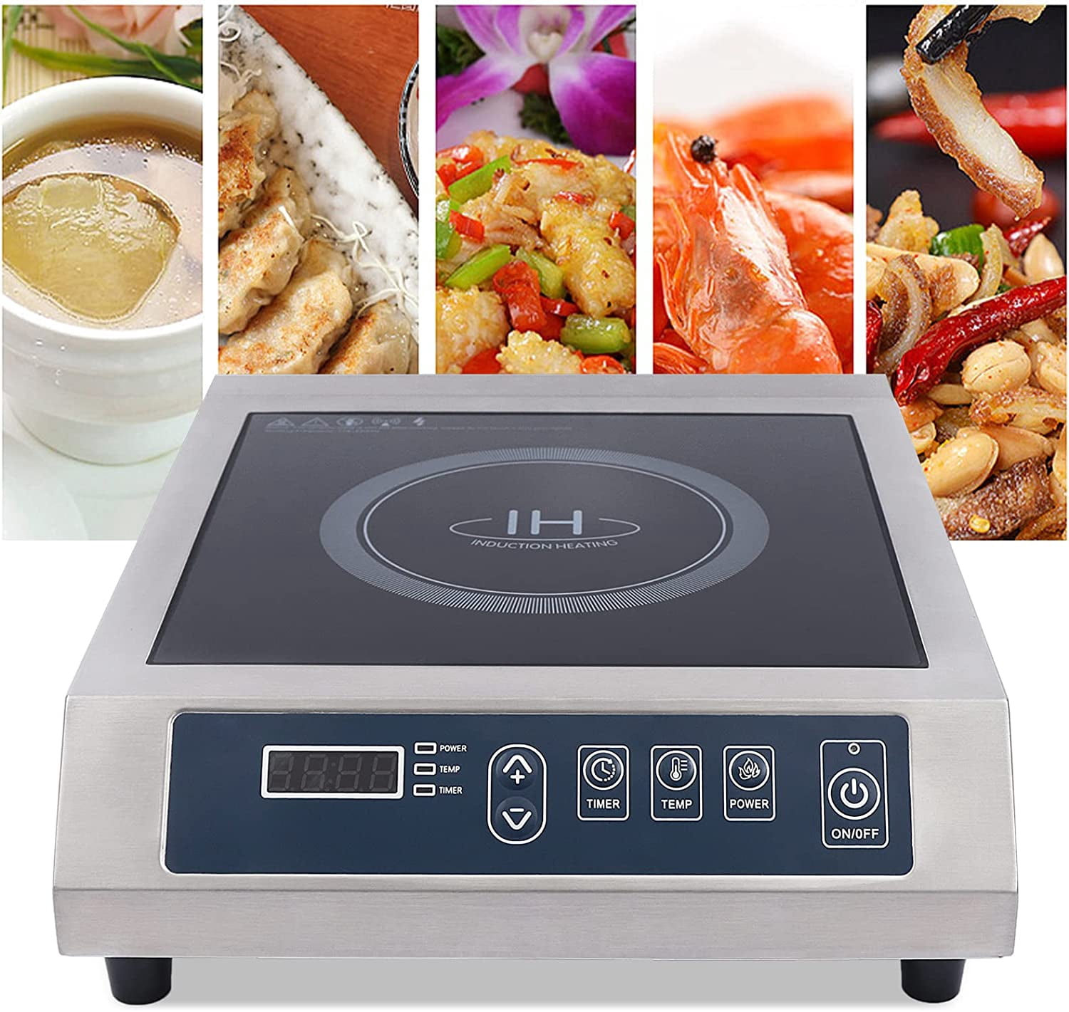 Fichiouy 3500W Induction Cooktop Portable High Power Black Crystal Panel with Precision Temperature and Time Control Induction Hob LED Displays Indicators