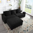 thumbnail image 4 of Gewnee 103.5-Inch Modular Corduroy Sofa Set with Solid Wood Legs, High-Density Foam, Suitable for Living Room/Bedroom/Office, 4 of 21