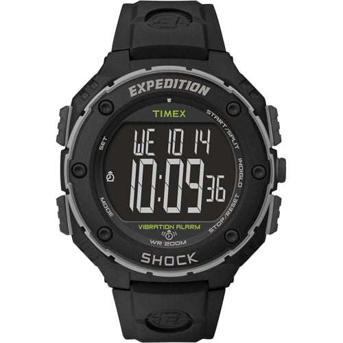 Timex Men's Expedition Shock XL Vibrating Alarm Watch, Black Resin Strap by Timex