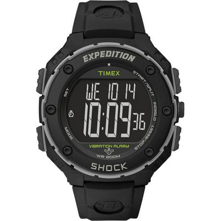 Timex Men's Expedition Shock XL Vibrating Alarm Watch, Black Resin Strap