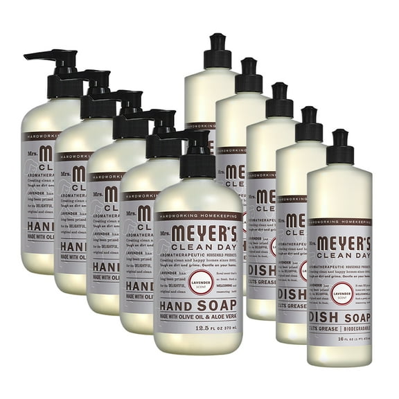 Liquid Hand Soap and Liquid Dish Soap Combo, 5 Packs Liquid Hand Soap 12.5 Fl oz & 5 Packs Dish Soap 16 Fl oz, Lavender Scent