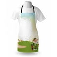 thumbnail image 4 of Golf Apron, Little Boy Hitting a Ball on Green Course Sport Joyful Cartoon, Unisex Kitchen Bib with Adjustable Neck for Cooking Gardening, Adult Size, Multicolor, by Ambesonne, 4 of 4