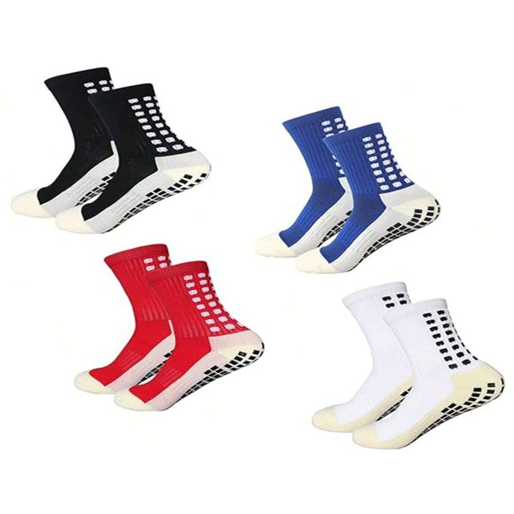 YOPTOP 4 Pairs Men‘s Soccer Socks Anti Slip Non-Slip Grip Pads For Football Basketball Sports Grip Socks,Multicolor,none