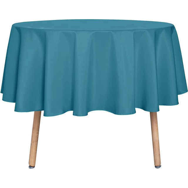 LAICAIW Round Tablecloth-48 Inch-Water Resistant Spill Proof Washable Polyester Table Cloth Decorative Fabric Table Cover for Dining Table, Buffet Parties and Camping, Teal