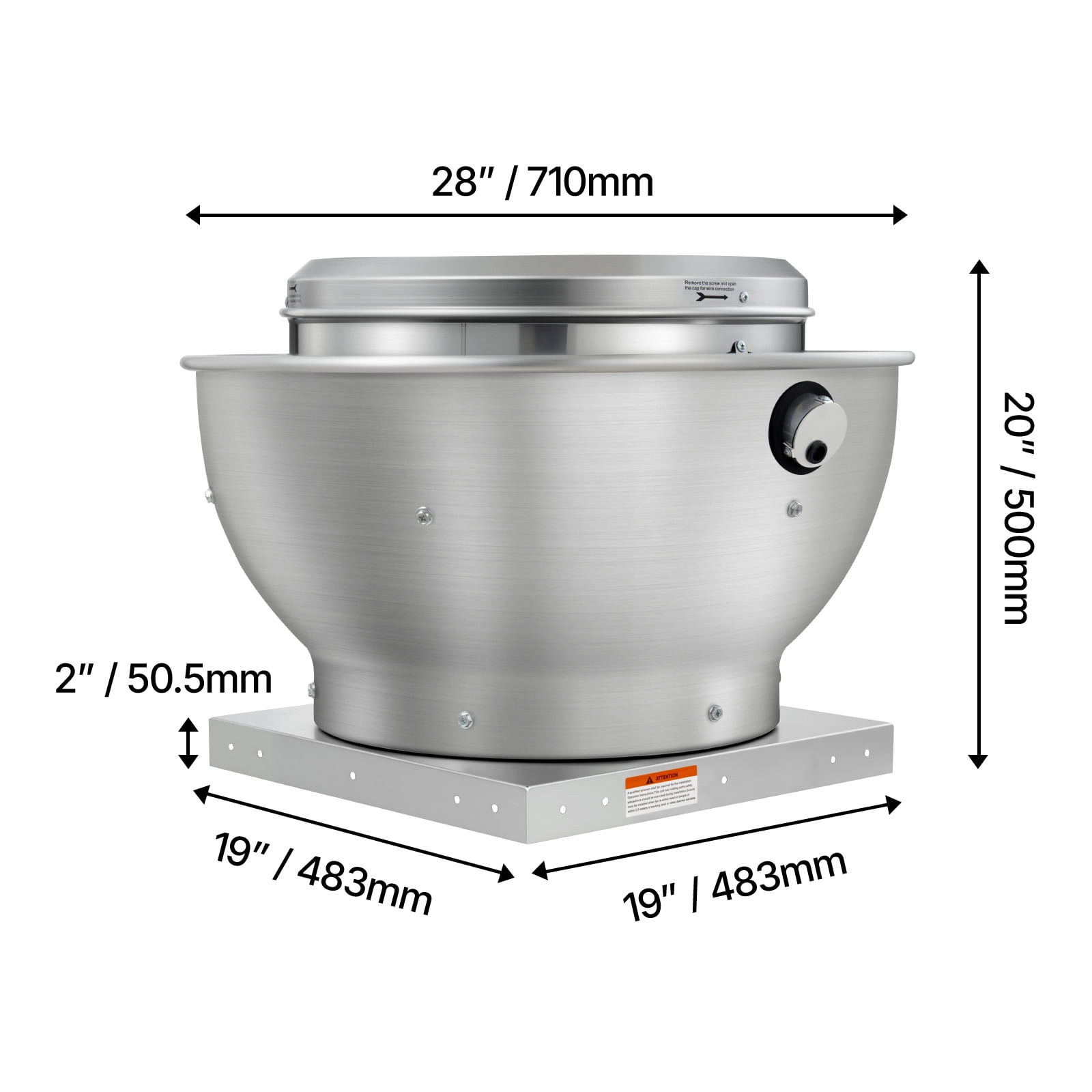 KFFKFF Commercial Kitchen Exhaust Fan, 1616 CFM Canopy Hood Ventilation System, 0.5HP 375W Direct Drive Unit for Food Trucks, Efficient and Quiet Operation, Suitable for Warehouses