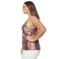 thumbnail image 3 of Women's Plus Size Sparkly Sequin Cami Racerback Spaghetti Strap Tank Top, Rose Gold, Large, 3 of 3