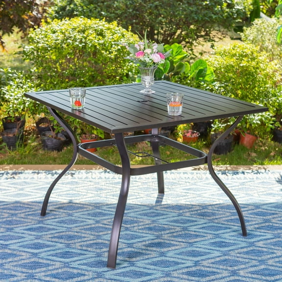 Sophia & William 37" Outdoor Square Dining Table with Steel Frame for 4 Chairs