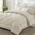 thumbnail image 1 of Juego de edredón CozyLux para cama doble en una bolsa, microfibra, color beige, 7 piezas, 1 of 8