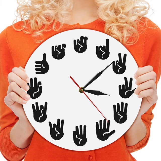 Boreal Craft Circular Sign Language Gesture Wall Clock Decoration Wall Clock Mute Wall Circular Wall Clock Wall Clock Letters Timer Kitchen Timer 2 Minute Timer for Brushing Teeth Reading Glasses Cord