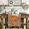 thumbnail image 5 of Smile Orange Polka Dot Pumpkin Eucalyptus Wood Fall Table Runner, Seasonal Autumn Kitchen Dining Table Decoration for Home Party Decor 13x72 Inch, 5 of 6