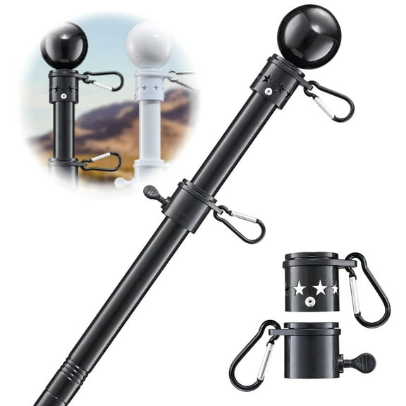 1PC Flag Pole for Outside House, 2 Angle Bracket for Grommet Flags,Banner,Garden Flag,for Outdoor Porch,Yard