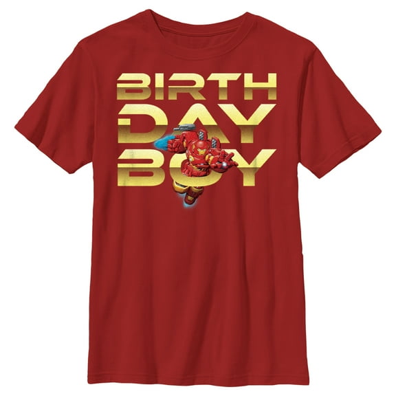Boy's Marvel Birthday Boy Hulkbuster Graphic Tee Red Large