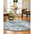 thumbnail image 5 of Moynesa 3'Round Moroccan Trellis Round Area Rugs - Washable Small Round Rug 3ft Non-Slip Soft Circle Rugs for Bedroom Vintage Ultra-Thin Throw Carpet for Entryway Kitchen Laundry Bathroom Blue, 5 of 7