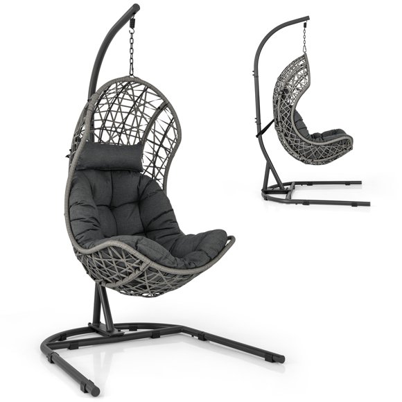 Costway Egg Chair with Stand Pillow & Cushion Hanging Accessories for Living Room