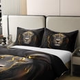 thumbnail image 4 of Lion Bedding Animal Duvet Cover Set Full Size Lightning Lion Pattern Comforter Cover 1 Lion Head Duvet Cover 2 Pillowcases,Grey Black Soft Microfiber Bed Cover for Teen Boys Young Man Decoration Room, 4 of 6