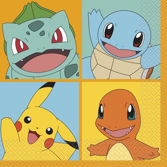 Pokemon Lunch Napkins by Unique Industries - Pack of 16 Disposable Party Napkins