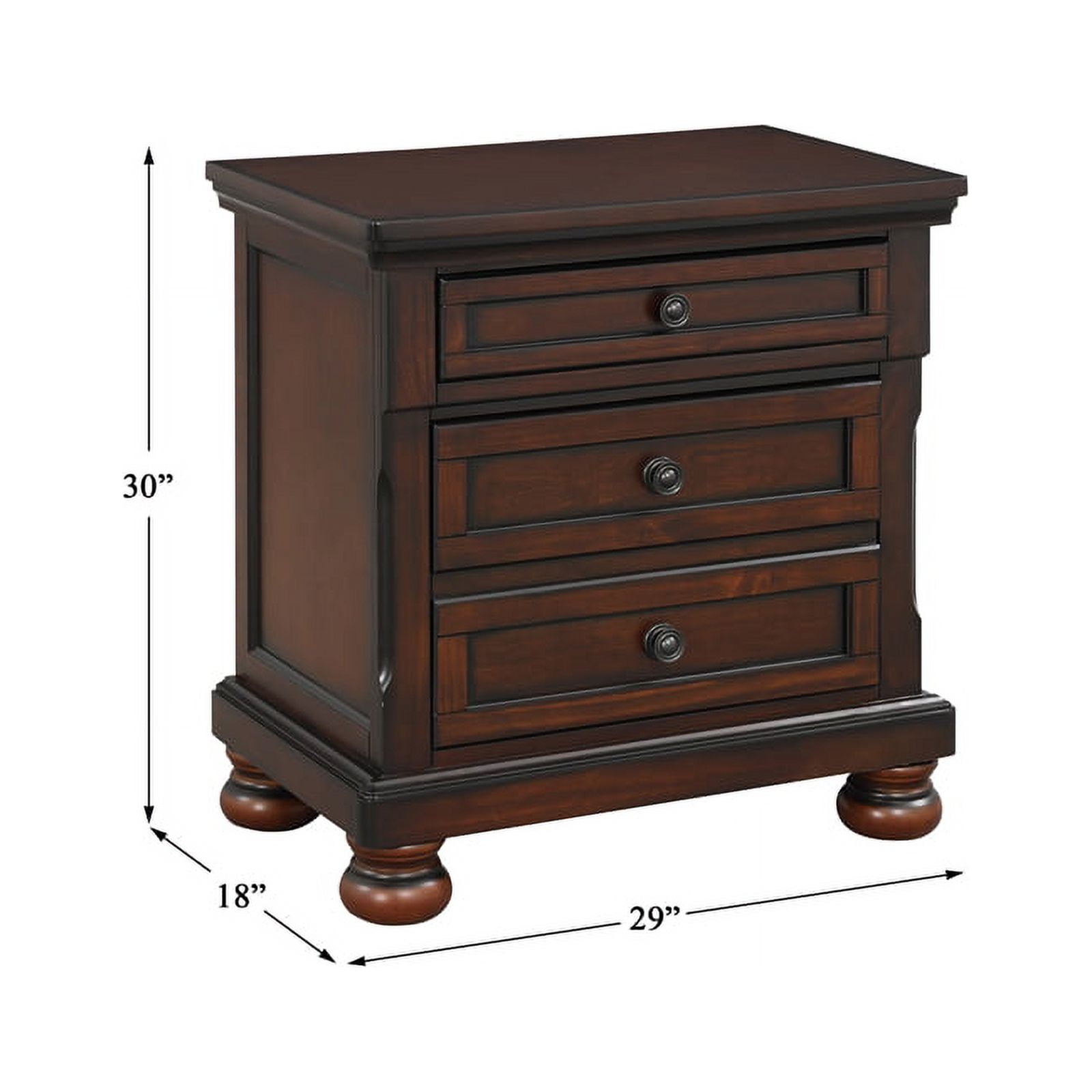Lexicon Cumberland 3-Drawers Traditional Wood Nightstand in Brown Cherry