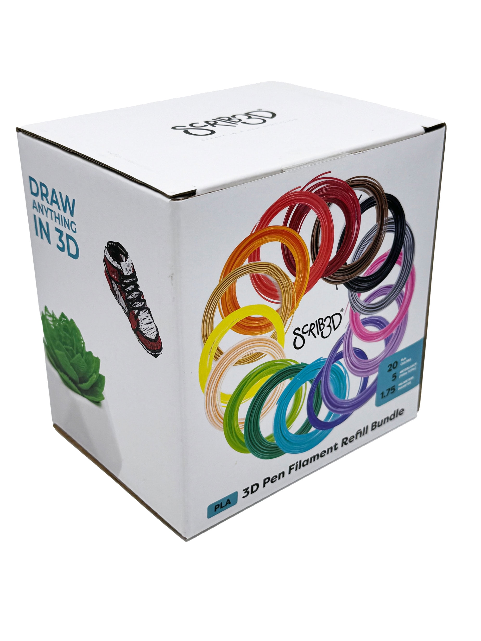 (2 pack) SCRIB3D Filament Refills (20 Colors, 1.75mm PLA)