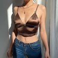 thumbnail image 2 of Timegard Tank Top for Women Deep V Neck Spaghetti Strap Camis Sleeveless Ruched Slim Comfy Satin Tee, 2 of 9