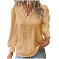 thumbnail image 2 of Frwazo Fashion Women's V-Neck Long Sleeve Casual T-shirt Tops Solid Blouse On Clearance, 2 of 5