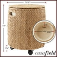thumbnail image 7 of Casafield Rolling Storage Basket - Natural, Handwoven Hyacinth Rolling Hamper with Lid, Storage Bin on Wheels for Living Room, Bathroom, Laundry, 7 of 7