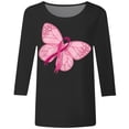 thumbnail image 4 of Fgnfyis T-Shirts pour Femmes Sensibilisation au Cancer Haut Décontracté Col Rond Manches Trois-Quarts Design Imprimé pour Usage Quotidien et Occasions Festives Printemps Été Automne Hauts pour Femmes Noir G, 4 of 4