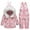 Pink, variant on Mercatoo 2-Piece Baby Snowsuit Toddler Winter Bunny Ear Hooded Puffer Jacket and 𝐒now Bib Pants Kids Warm Fashion Ski suits