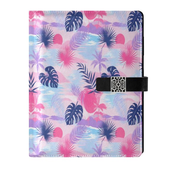 Leather Planner Leather Notebook Notebook Journal Binder Design Pen Pocket Design Convenient for Storage Monstera Pink Purple
