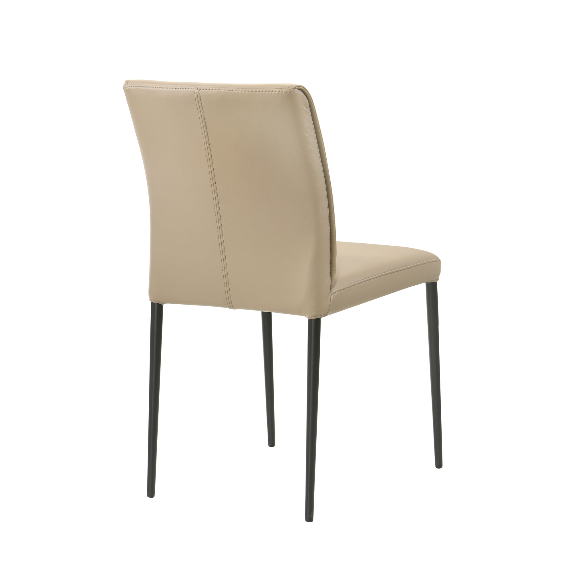 Meriam Full Back Top Grain Leather Upholstered Metal Dining Chairs in Khaki - Set of 2