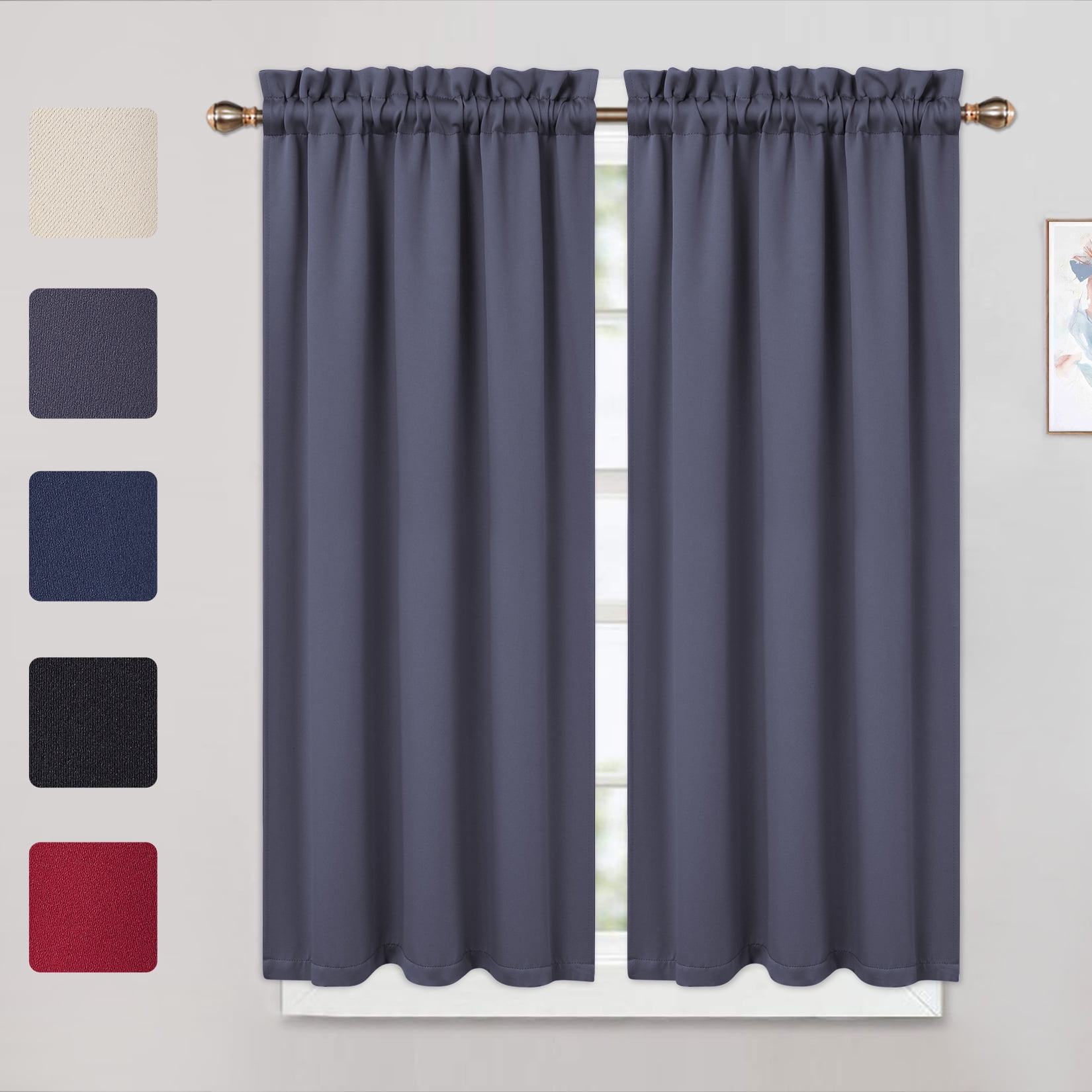 Haperlare Blackout Kitchen Curtains 45 inch Long Room Darkening Short