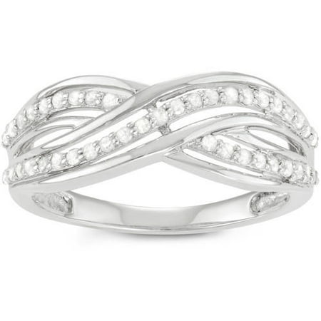 Brinley Co. Women's 1/3 T.D.W. Diamond Sterling Silver Pave Twist Fashion Ring