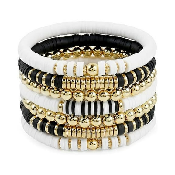 Fogun Fashion Colorful Beaded Bracelet Elastic Bracelet Soft Clay Stacking Bracelet Suitable for Casual and Party Wear