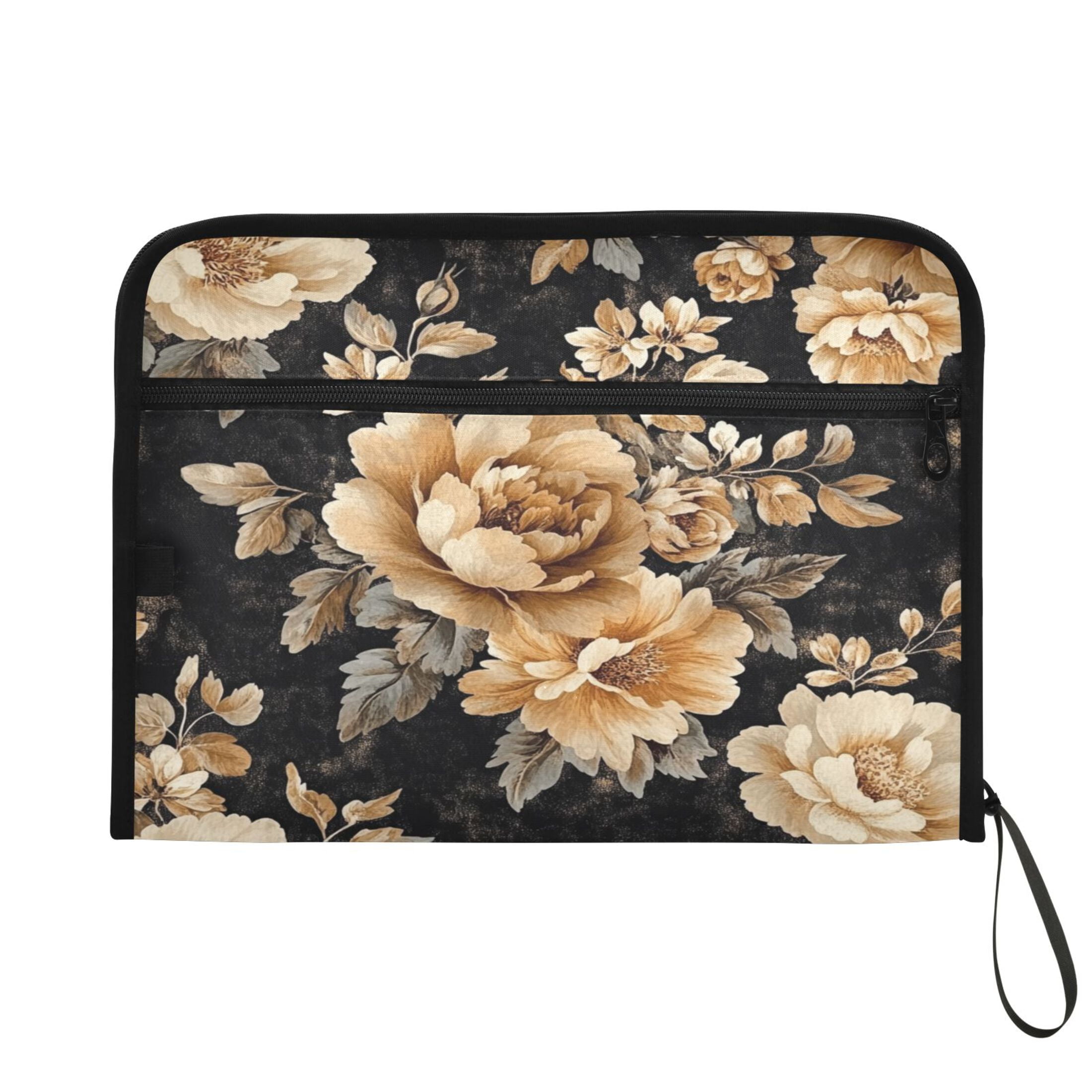WOBOGO Brown and Beige Flowers Pattern Expanding File Folder Letter Size Accordion Filing Organizer 13 Pocket Separate Organ Pocket