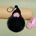 thumbnail image 2 of Cadena de cuentas con forma de bola de pelo, colgante de bolso esponjoso, llavero colgante para niña, joyería de estilo adorable para niña, 2 of 6