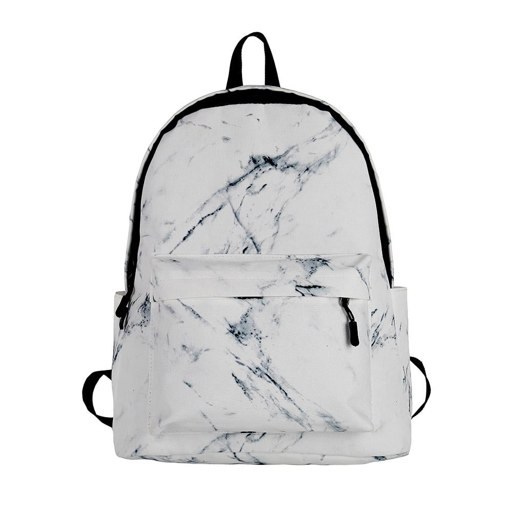 Marble Backpacks for School White Marble Stone Bookbags for Girls Women Kids Teen Toddler Fashion Daypack Rucksack Travel Laptop Bag
