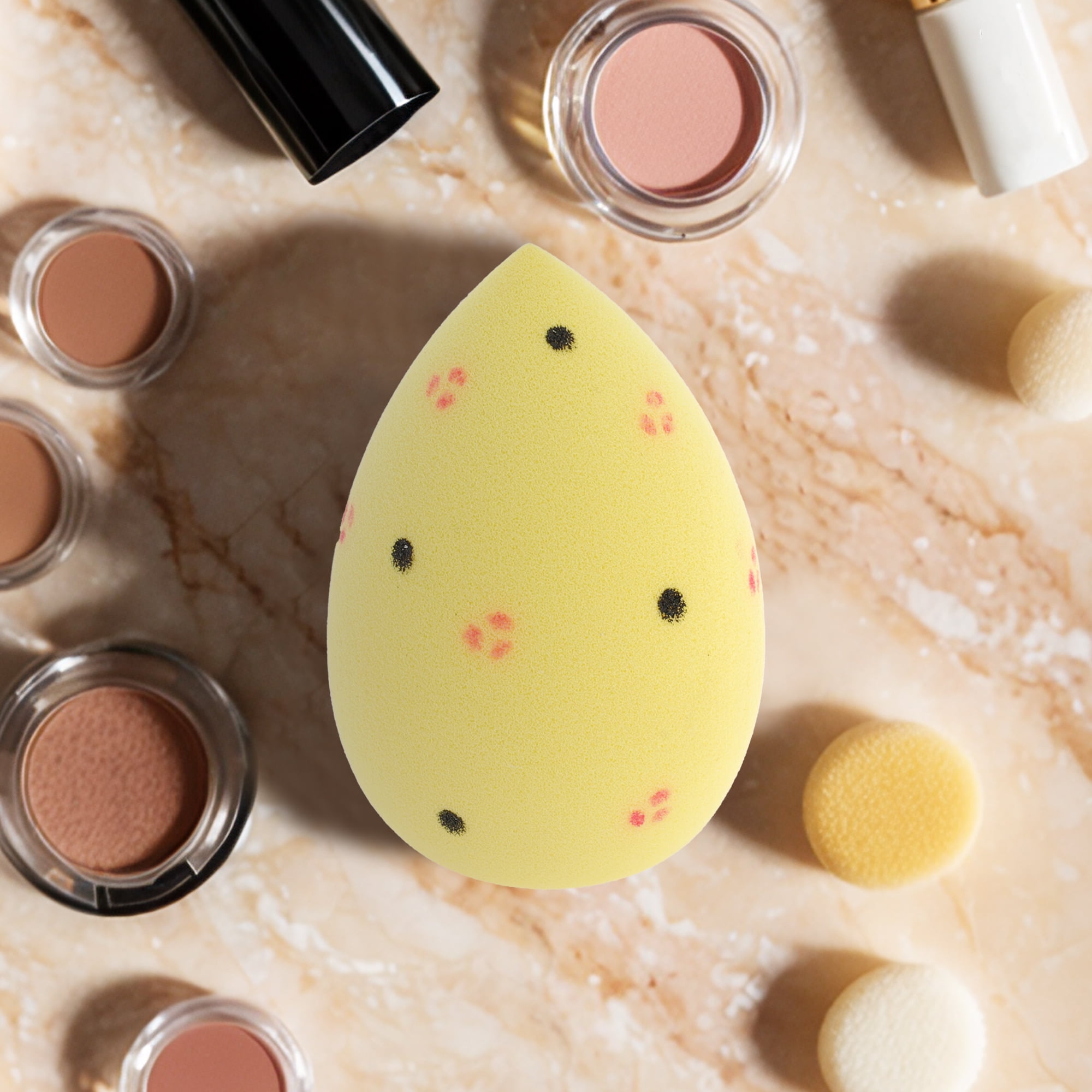 Unique Bargains 1 Pc Polkadots Face Makeup Sponge for Bedrooms Yellow