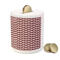 thumbnail image 3 of Geometric Piggy Bank, Curved Lines with Bicolor Oval Shapes Abstract Flow Themed Pattern, Ceramic Coin Bank Money Box for Cash Saving, 3.6" X 3.2", Vermilion Grey White, by Ambesonne, 3 of 4