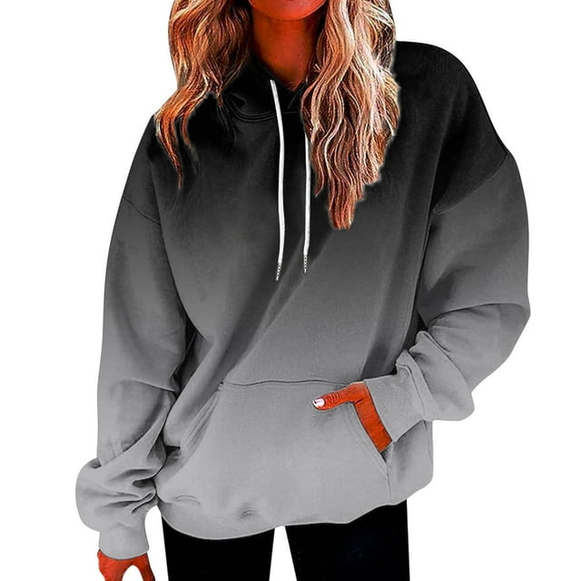 Chandails en Molleton à Capuche pour Femmes, Mode Grande Taille Sweat à Capuche Manches Longues avec Poches Gris