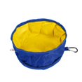 thumbnail image 2 of 2 tazones plegables para perros para viajes, plegables, portátiles y livianos para alimentos y agua (azul + amarillo), 2 of 5