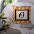 thumbnail image 3 of Letter O Initial Monogram - Orange Polkadots Fabric Decorative Pillow, 3 of 4