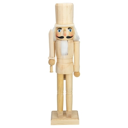 Northlight Unfinished Paintable Beige Costume Wooden Decorative Nutcracker, 3.75" x 15.00"
