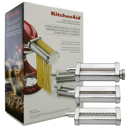 KitchenAid 3 Piece Pasta Roller & Cutter Attachment Set Silver -
