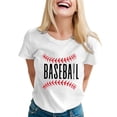 thumbnail image 4 of TODOZO Hot Sale!! Baseball Shirt for Women Baseball Mom Shirt Baseball Letter Graphic Tee Game Day Short Sleeve Tops American Flag Shirts for Women White S, 4 of 6