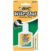 BIC Wite-Out Brand Extra Coverage Correction Fluid, 20 ML, White, 1 Count