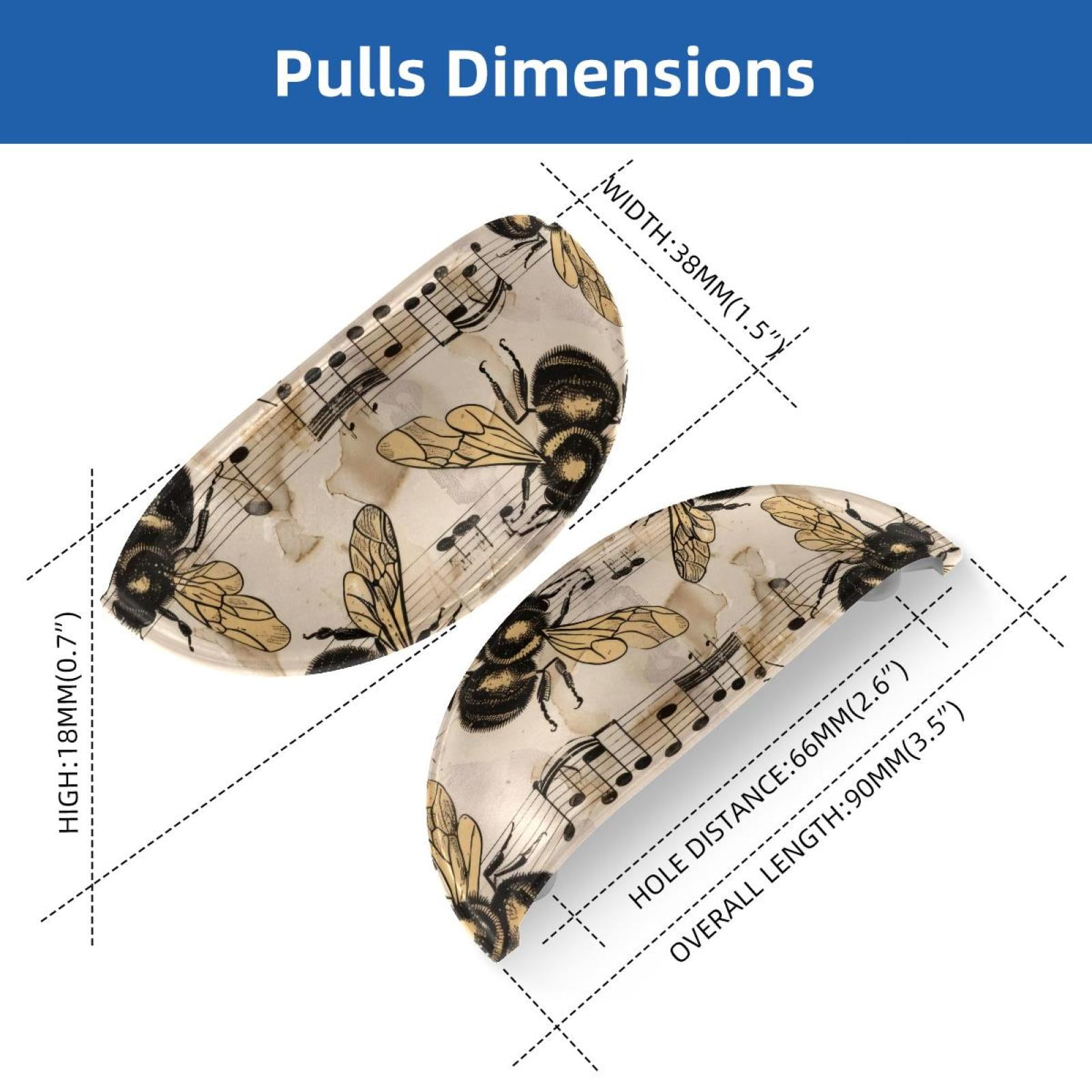 PhooArto 6 Pcs Cup Drawer Pulls, Vintage Bees Music Notes Patterns Shell Shape Handles Cabinet Knobs for Dresser Cupboard Closet Wardrobe with Screws