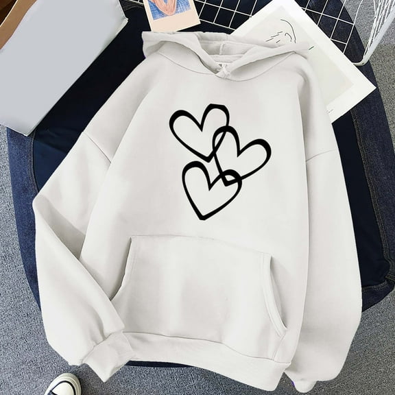 Sweatshirts for Women.00 Winter Hoodie Pullover Long Sleeved Sweatshirt White M