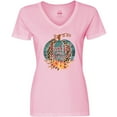 thumbnail image 3 of Inktastic Thankful and Blessed Teal Cheetah Pumpkin Women's V-Neck T-Shirt, 3 of 5