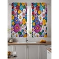 thumbnail image 2 of Colorful Spring Floral Tier Curtains 45 Inch Length,Sheer Curtains for Bedroom Living Room Window Modern Oil Painting Flowers Rod Pocket Drapes Kitchen Curtains Small Half Window 27.5"x45" 2 Panels, 2 of 6