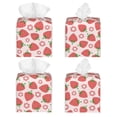 thumbnail image 2 of KLL Strawberry Flower Print Tissue Box Cover,Leather Tissue Holder Square Facial Tissue Case Facial Paper Organizer Dispenser for Bathroom, Vanity Countertop, 2 of 7