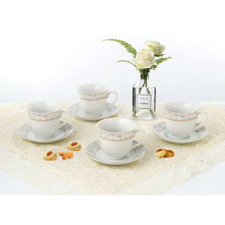 BTäT- Floral Tea Cups and Saucers (Yellow - 8 oz)